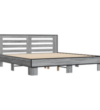 Bettgestell Grau Sonoma 200x200 cm Holzwerkstoff und Metall