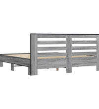 Bettgestell Grau Sonoma 200x200 cm Holzwerkstoff und Metall
