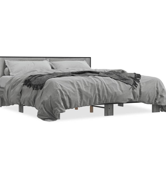 Bettgestell Grau Sonoma 200x200 cm Holzwerkstoff und Metall
