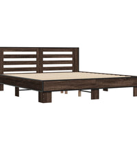 Bettgestell Braun Eichen-Optik 200x200 cm Holzwerkstoff Metall