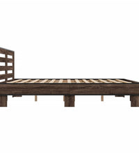 Bettgestell Braun Eichen-Optik 200x200 cm Holzwerkstoff Metall