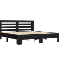 Bettgestell Schwarz 180x200 cm Holzwerkstoff und Metall