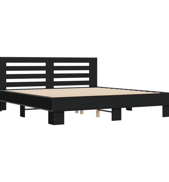 Bettgestell Schwarz 180x200 cm Holzwerkstoff und Metall