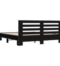 Bettgestell Schwarz 180x200 cm Holzwerkstoff und Metall