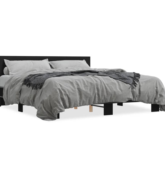 Bettgestell Schwarz 180x200 cm Holzwerkstoff und Metall