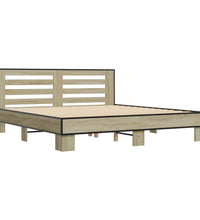 Bettgestell Sonoma-Eiche 180x200 cm Holzwerkstoff und Metall