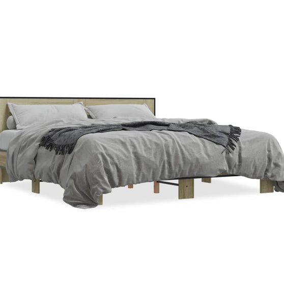 Bettgestell Sonoma-Eiche 180x200 cm Holzwerkstoff und Metall