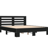 Bettgestell Schwarz 160x200 cm Holzwerkstoff und Metall