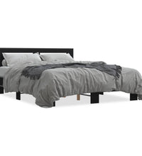 Bettgestell Schwarz 160x200 cm Holzwerkstoff und Metall