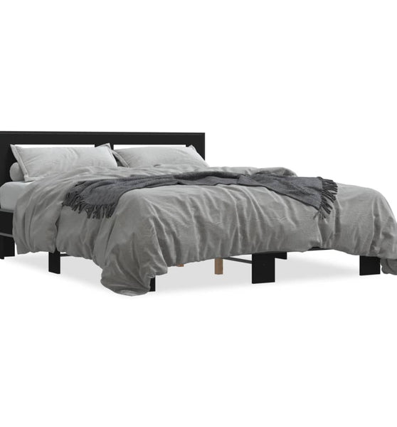 Bettgestell Schwarz 160x200 cm Holzwerkstoff und Metall
