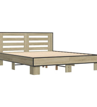 Bettgestell Sonoma-Eiche 160x200 cm Holzwerkstoff und Metall