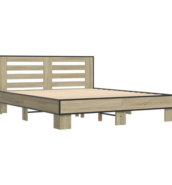 Bettgestell Sonoma-Eiche 160x200 cm Holzwerkstoff und Metall