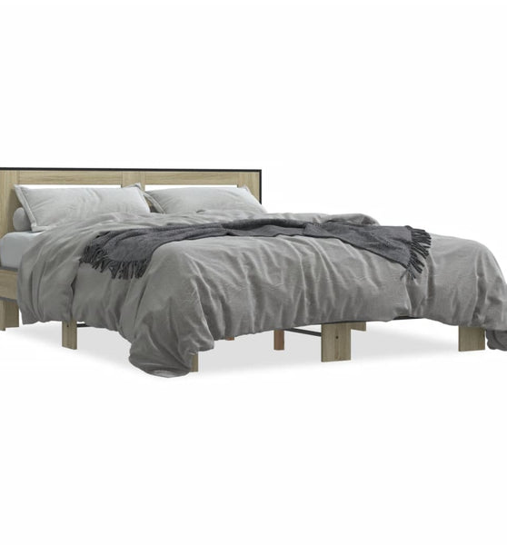 Bettgestell Sonoma-Eiche 160x200 cm Holzwerkstoff und Metall