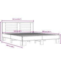 Bettgestell Braun Eichen-Optik 160x200 cm Holzwerkstoff Metall