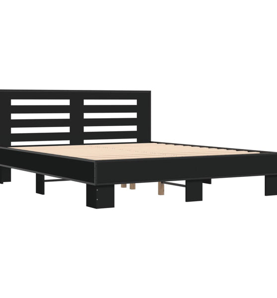 Bettgestell Schwarz 150x200 cm Holzwerkstoff und Metall