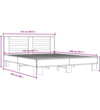 Bettgestell Schwarz 150x200 cm Holzwerkstoff und Metall
