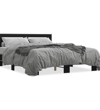 Bettgestell Schwarz 150x200 cm Holzwerkstoff und Metall