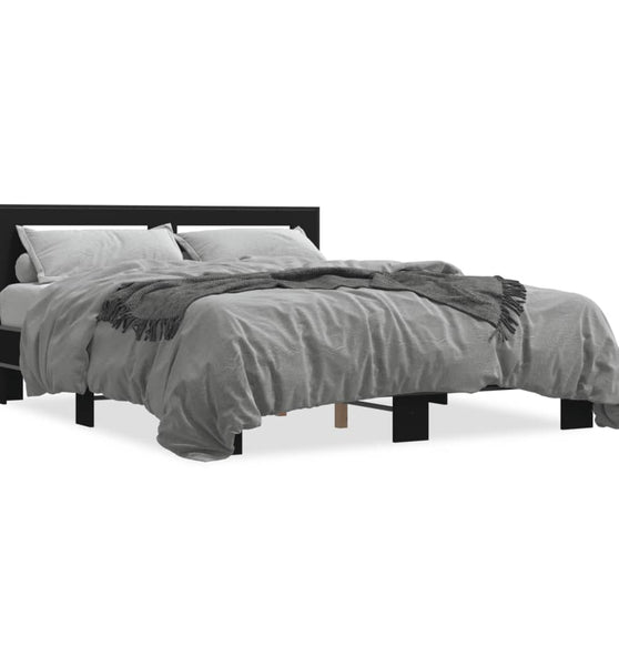 Bettgestell Schwarz 150x200 cm Holzwerkstoff und Metall