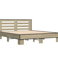 Bettgestell Sonoma-Eiche 150x200 cm Holzwerkstoff und Metall