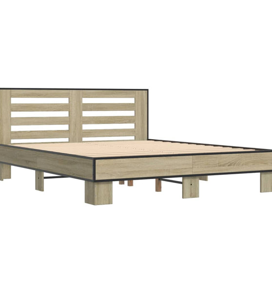 Bettgestell Sonoma-Eiche 150x200 cm Holzwerkstoff und Metall