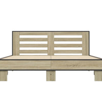Bettgestell Sonoma-Eiche 150x200 cm Holzwerkstoff und Metall