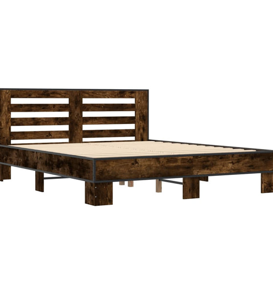 Bettgestell Räuchereiche 150x200 cm Holzwerkstoff und Metall