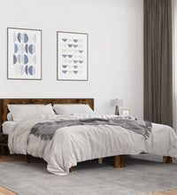 Bettgestell Räuchereiche 150x200 cm Holzwerkstoff und Metall