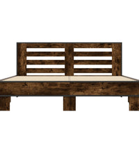 Bettgestell Räuchereiche 150x200 cm Holzwerkstoff und Metall