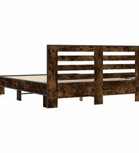 Bettgestell Räuchereiche 150x200 cm Holzwerkstoff und Metall