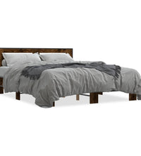 Bettgestell Räuchereiche 150x200 cm Holzwerkstoff und Metall