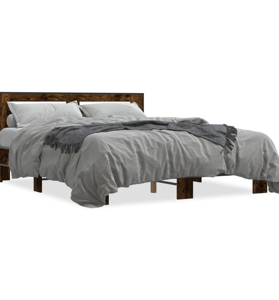 Bettgestell Räuchereiche 150x200 cm Holzwerkstoff und Metall