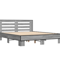 Bettgestell Grau Sonoma 150x200 cm Holzwerkstoff und Metall