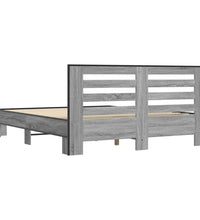Bettgestell Grau Sonoma 150x200 cm Holzwerkstoff und Metall