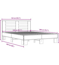 Bettgestell Schwarz 140x200 cm Holzwerkstoff und Metall