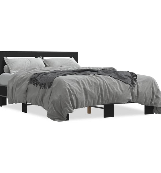 Bettgestell Schwarz 140x200 cm Holzwerkstoff und Metall