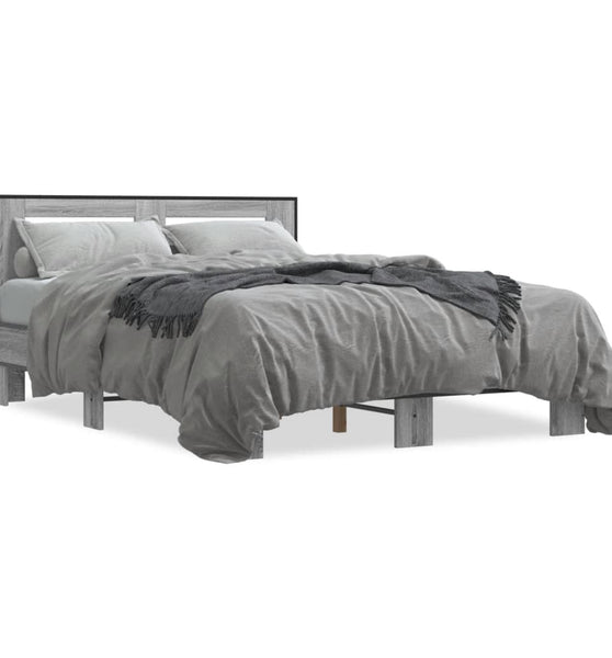Bettgestell Grau Sonoma 140x200 cm Holzwerkstoff und Metall