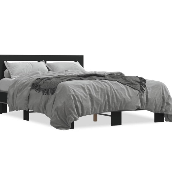 Bettgestell Schwarz 120x200 cm Holzwerkstoff und Metall