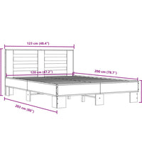 Bettgestell Räuchereiche 120x200 cm Holzwerkstoff und Metall