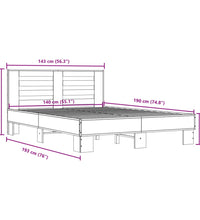 Bettgestell Schwarz 140x190 cm Holzwerkstoff und Metall