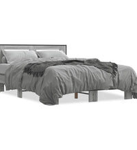 Bettgestell Grau Sonoma 140x190 cm Holzwerkstoff und Metall