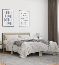 Bettgestell Sonoma-Eiche 120x190 cm Holzwerkstoff und Metall