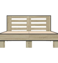 Bettgestell Sonoma-Eiche 120x190 cm Holzwerkstoff und Metall