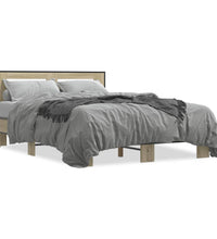 Bettgestell Sonoma-Eiche 120x190 cm Holzwerkstoff und Metall