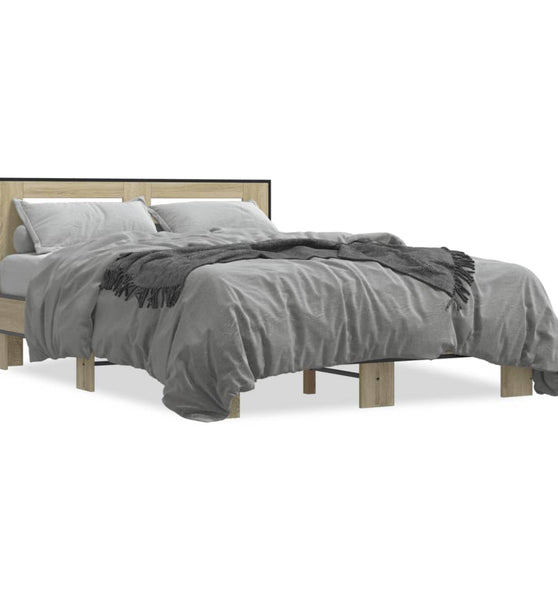 Bettgestell Sonoma-Eiche 120x190 cm Holzwerkstoff und Metall