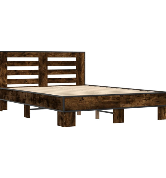 Bettgestell Räuchereiche 120x190 cm Holzwerkstoff und Metall
