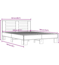 Bettgestell Braun Eichen-Optik 120x190 cm Holzwerkstoff Metall