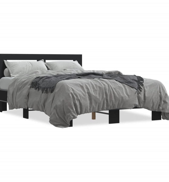 Bettgestell Schwarz 135x190 cm Holzwerkstoff und Metall