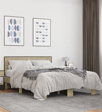 Bettgestell Sonoma-Eiche 135x190 cm Holzwerkstoff und Metall