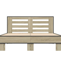 Bettgestell Sonoma-Eiche 135x190 cm Holzwerkstoff und Metall