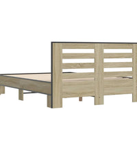 Bettgestell Sonoma-Eiche 135x190 cm Holzwerkstoff und Metall